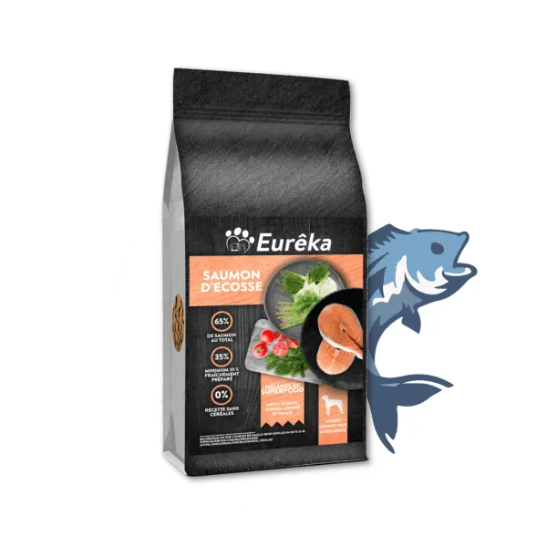 Croquettes chien adulte holistic sans céréales - Saumon d'Ecosse - 12 Kg