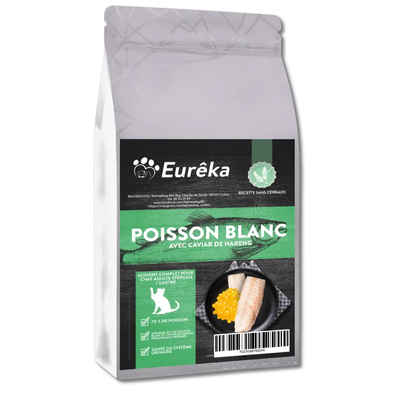 Croquettes chat adulte holistic sans céréales - Poisson Blanc avec Caviar de Hareng - 5 Kg