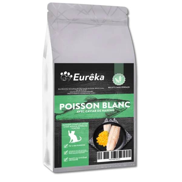 Croquettes chat adulte holistic sans céréales - Poisson Blanc avec Caviar de Hareng - 5 Kg