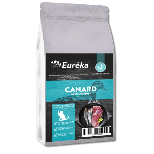 Croquettes chat adulte holistic sans céréales - Canard avec Sardines - 1.5 Kg